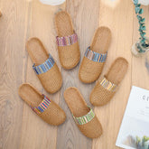Slippers Home Couples Loopholes Floor Linen Slippers-BS01116-Veeddydropshipping